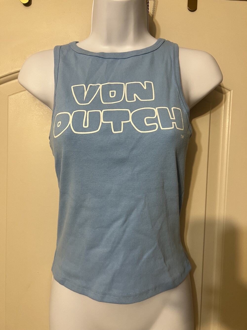 NWT Y2K Von Dutch Powder Blue Logo Ribbed Medium